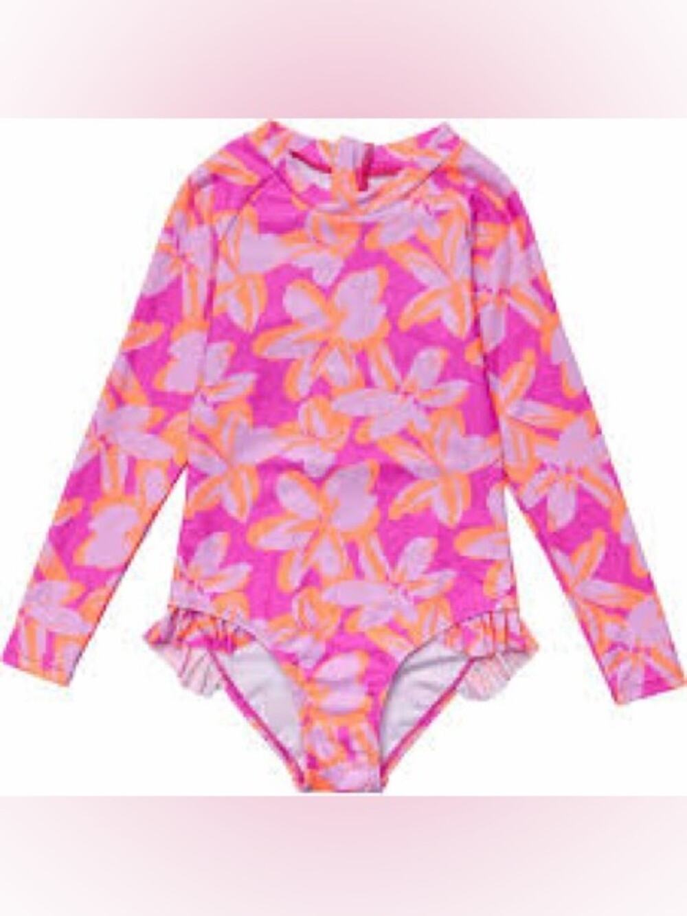 New Snapper Rock Girls' Hibiscus Hype $79 Surf Swim Suit One Piece UPF sz 6